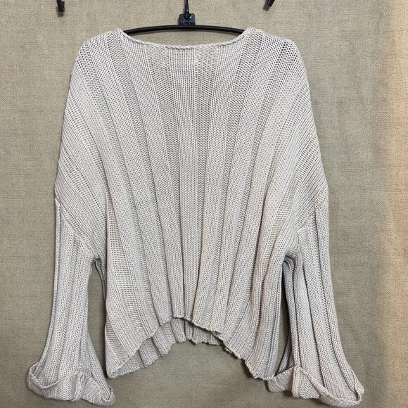 Mustard Seed V-Neck Taupe Sweater - S​ - Picture 2 of 13